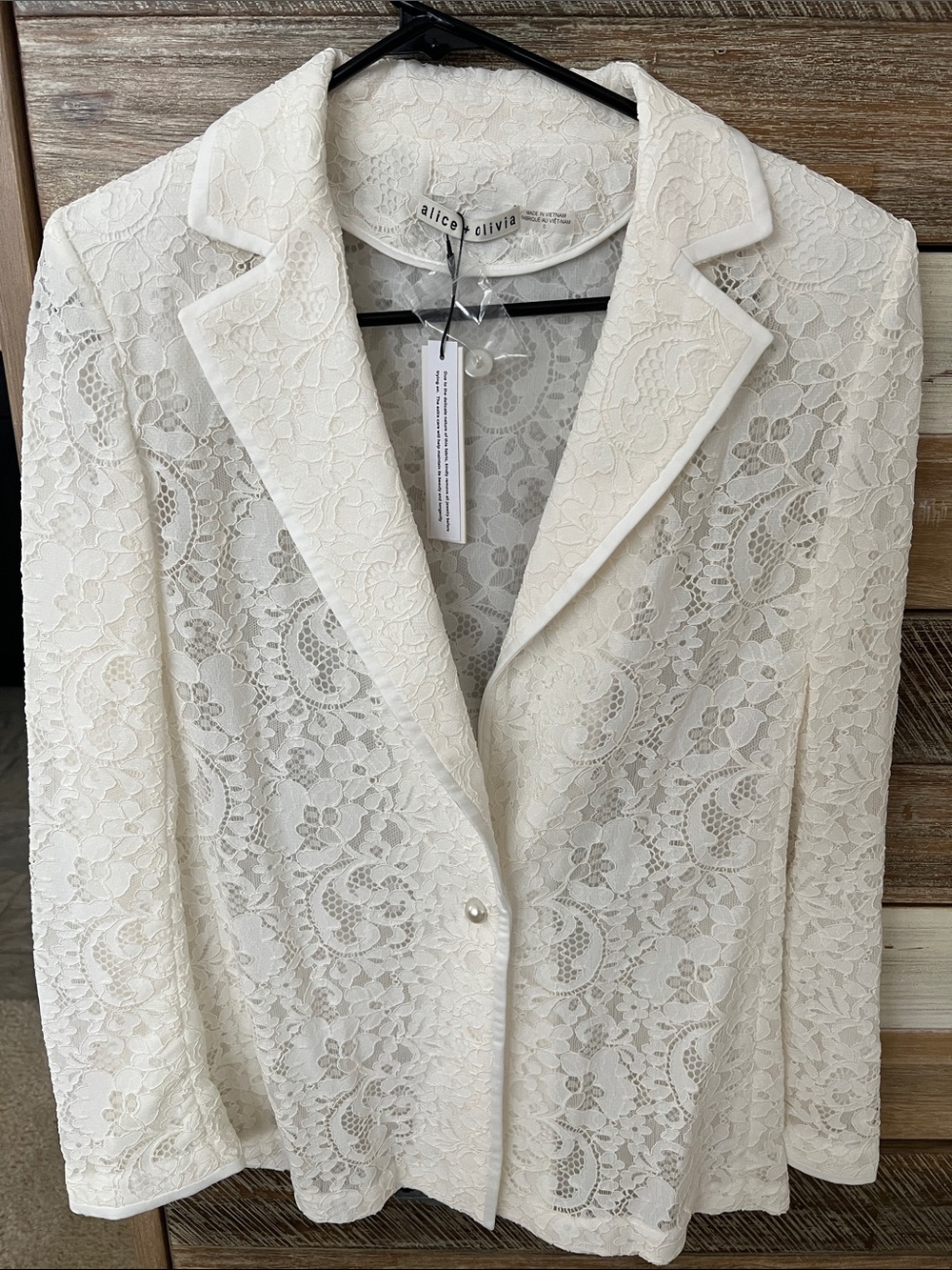 Alice + Olivia Cream Lace Notch Collar Blazer